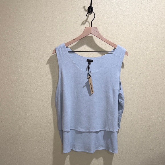 Coco + Carmen Tops - NWT Coco + Carmen Size L/XL Light Blue Layered Knit Tank